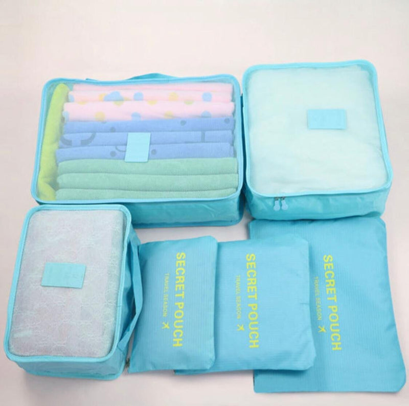 Kit de 6 Bolsas Organizadoras de Maletas - [PAGUE 4 RECIBA 6 - PROMOCIÓN POR TIEMPO SUPER LIMITADO]. Bienestar Tienda Núcleo AGUAMARINA 