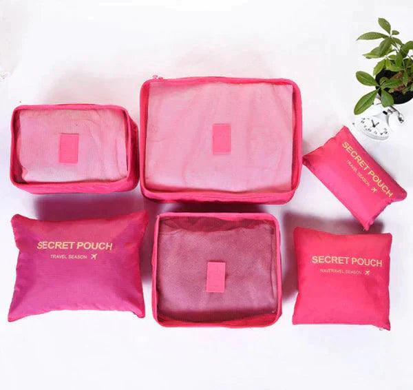 Kit de 6 Bolsas Organizadoras de Maletas - [PAGUE 4 RECIBA 6 - PROMOCIÓN POR TIEMPO SUPER LIMITADO]. Bienestar Tienda Núcleo FUCSIA 