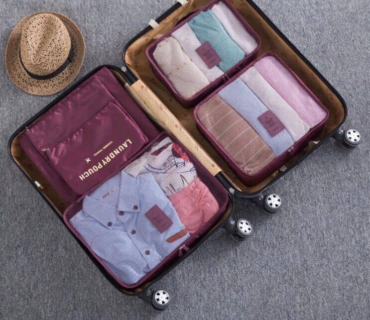 Kit de 6 Bolsas Organizadoras de Maletas - [PAGUE 4 RECIBA 6 - PROMOCIÓN POR TIEMPO SUPER LIMITADO]. Bienestar Tienda Núcleo VINOTINTO 