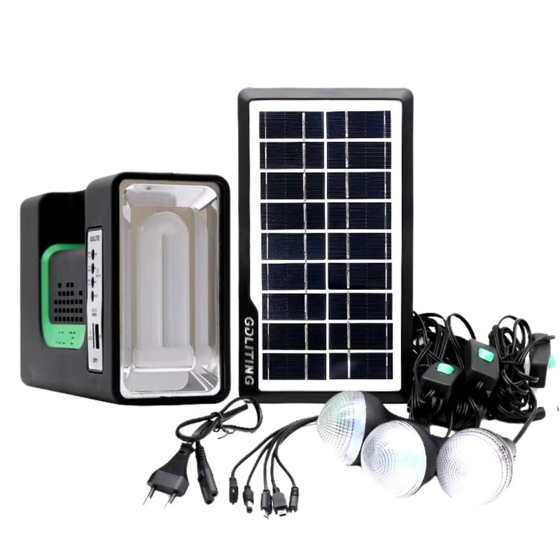 "Kit Solar GD Lite 10: Energía Portátil" + 3 Bombillos + Linterna + Radio Herramientas Tienda Núcleo 
