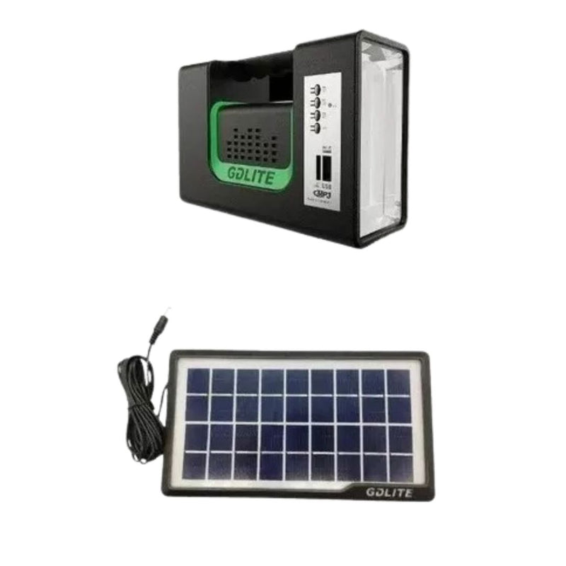 "Kit Solar GD Lite 10: Energía Portátil" + 3 Bombillos + Linterna + Radio Herramientas Tienda Núcleo 