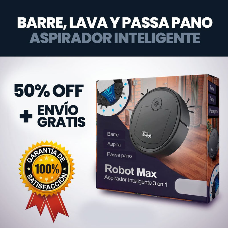 Robot MaxClean - Aspirador Inteligente 3 en 1 + Regalos [LIMPIA TODO CON 1 CLIC]😍 Herramientas Tienda Núcleo 